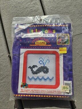 Vintage Easy Street Little Folks Whale Cross Stitch Kit 5"x5" Beginner New NOS